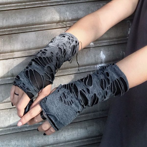 Unisex Sexy Gothic Black Fingerless Long Glove For Women Men Halloween Gloves Mittens Clubwear Dance Cosplay Costume - Image 2