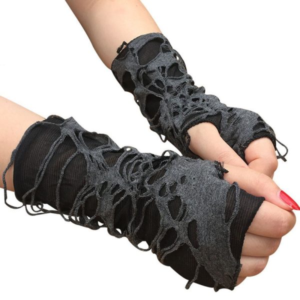 Unisex Sexy Gothic Black Fingerless Long Glove For Women Men Halloween Gloves Mittens Clubwear Dance Cosplay Costume - Image 3