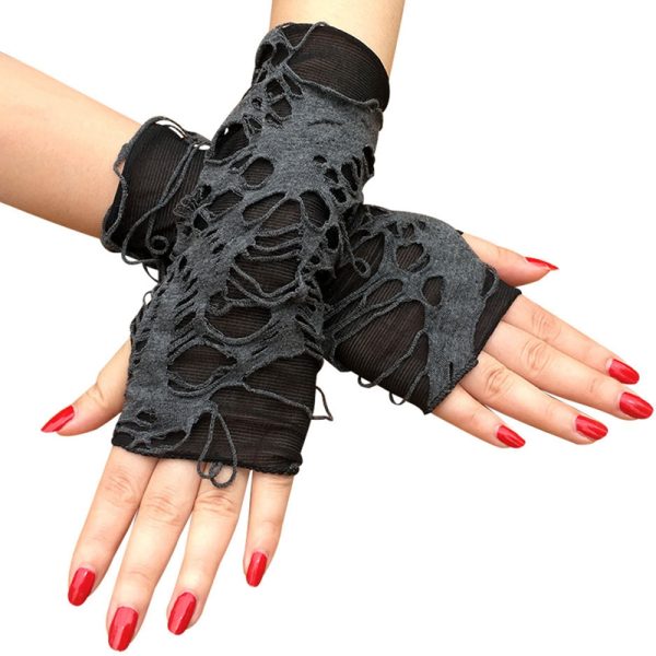 Unisex Sexy Gothic Black Fingerless Long Glove For Women Men Halloween Gloves Mittens Clubwear Dance Cosplay Costume - Image 4