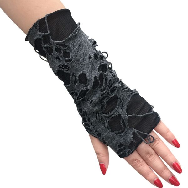 Unisex Sexy Gothic Black Fingerless Long Glove For Women Men Halloween Gloves Mittens Clubwear Dance Cosplay Costume - Image 5