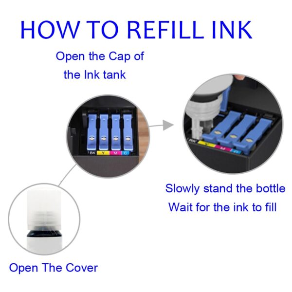 Universal Ink Bottle for Epson Ecotank Printer L3110 L4160 L4150 L6160 L6170 L6190  L3151 L3150 001 003 101 103 105 106 512 544 - Image 4